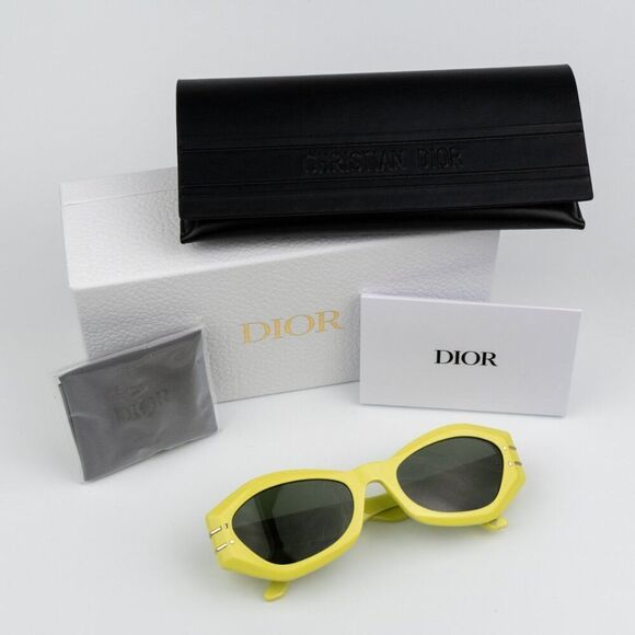 SALE! NEW Dior DIORSIGNATURE B1U 66C0 Shiny Yellow Green Women Sunglasses